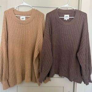 aerie Women's Ribbed Sweaters - Tan and Brown